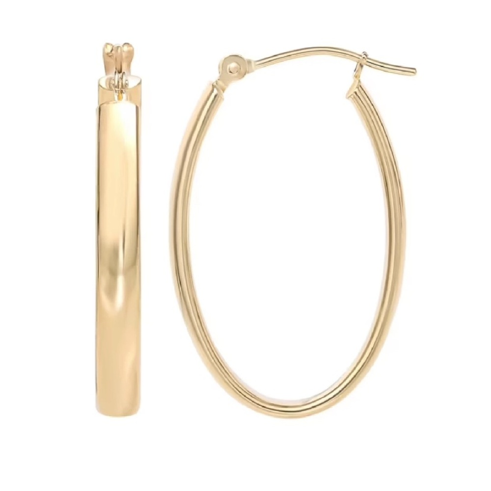 10kt Gold Oval Shape Hoops